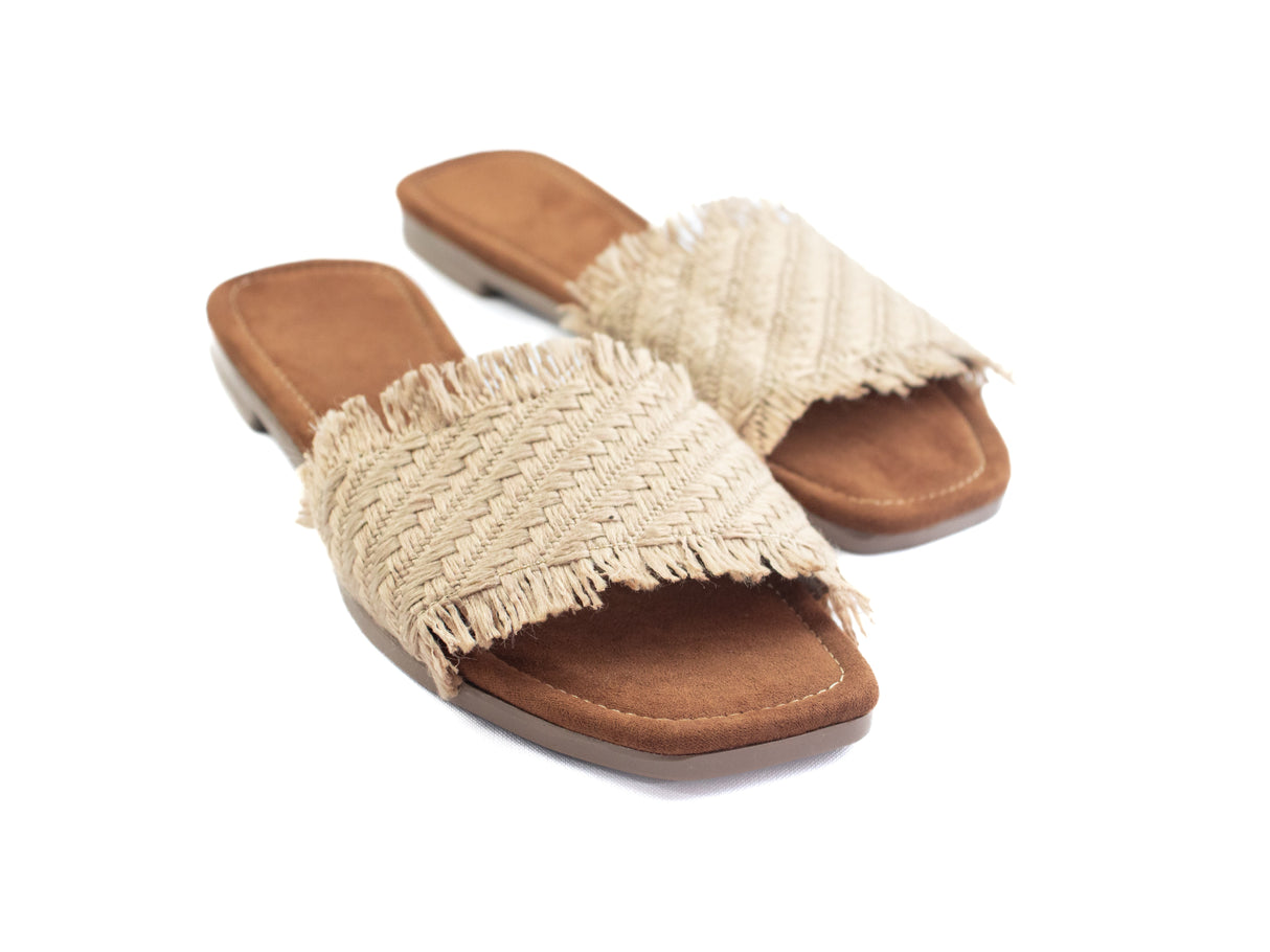 Natural Woven Slide Sandals - Rustic Comfort and Effortless Style