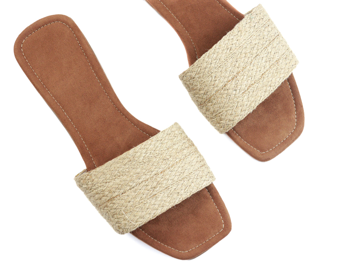 Natural Jute Slide Sandals - Simple Elegance with Everyday Comfort