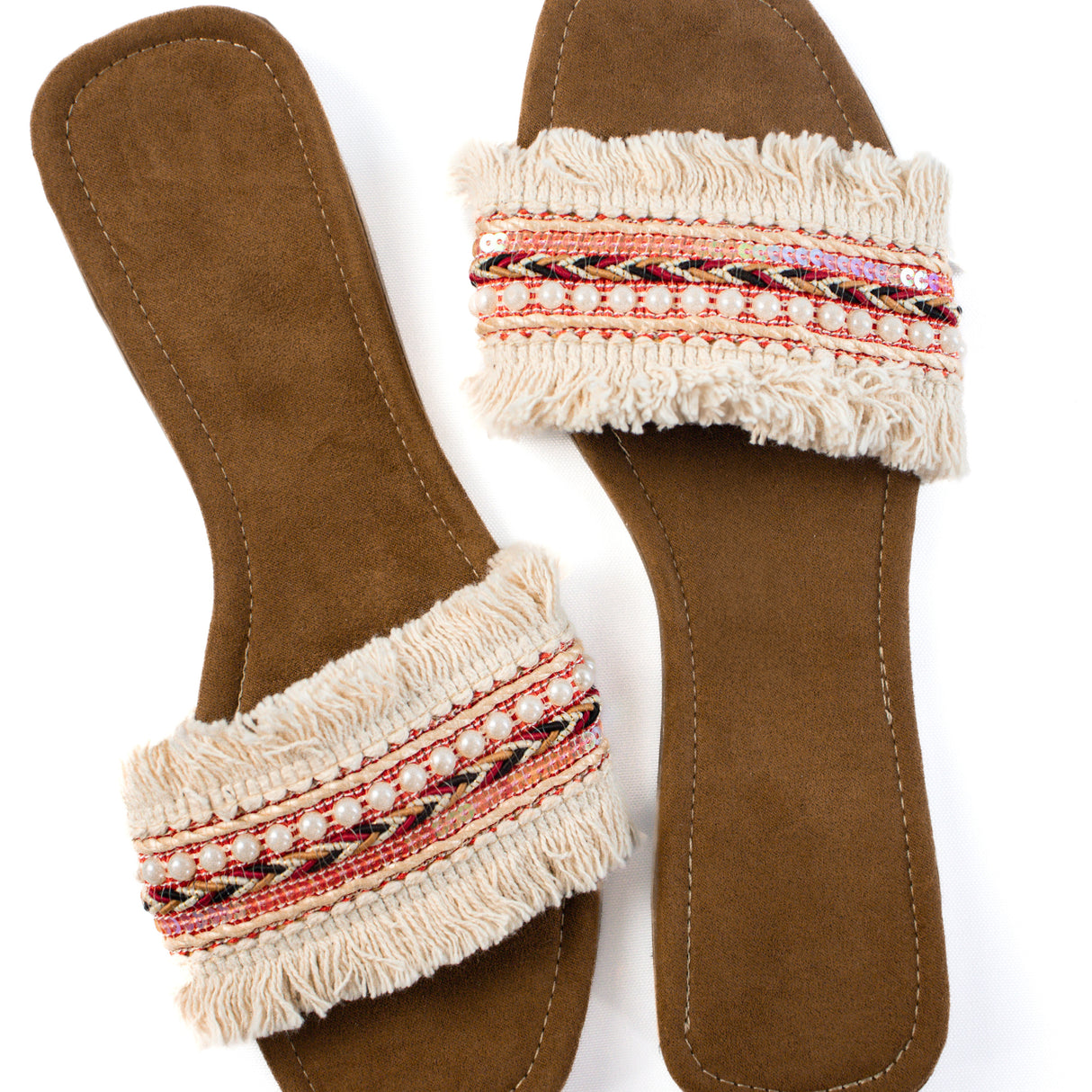 Boho-Inspired Fringed Slide Sandals - Artisan Style and Comfort