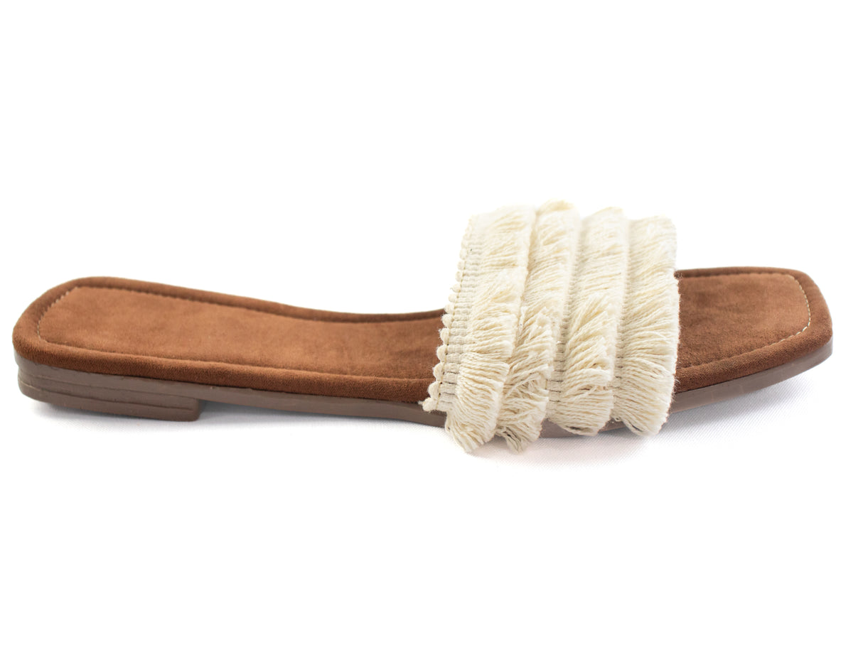 Natural Fringe Slide Sandals – Casual Elegance for Every Step