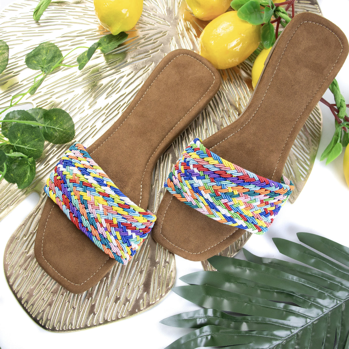 Colorful Woven Slide Sandals - Vibrant Style with Every Step